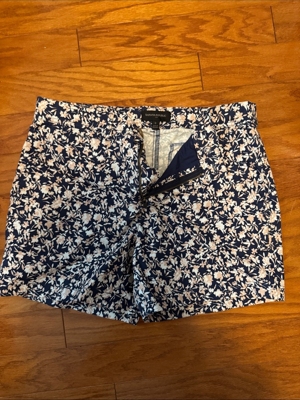 Banana Republic Navy and White Floral Bermuda Shorts